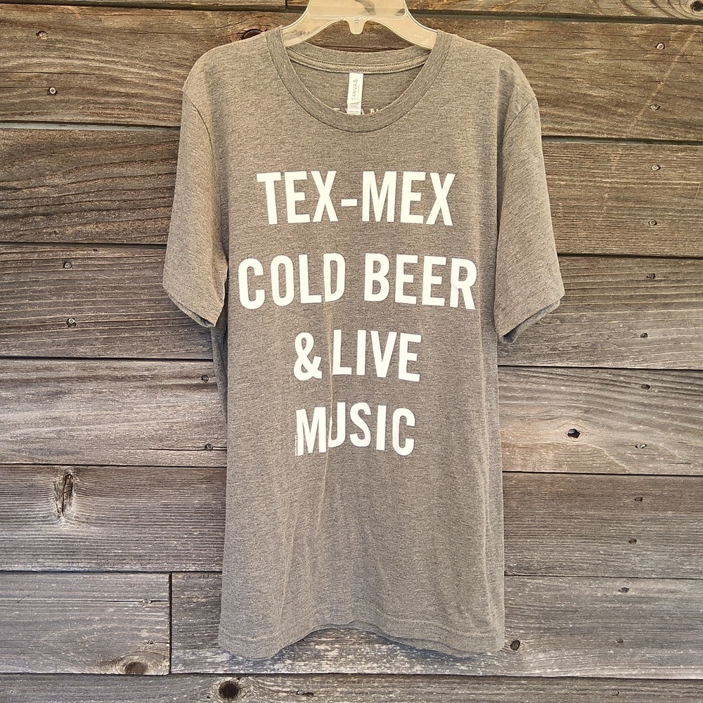Bella Canvas grey t-shirt with Tex Mex slogan size medium